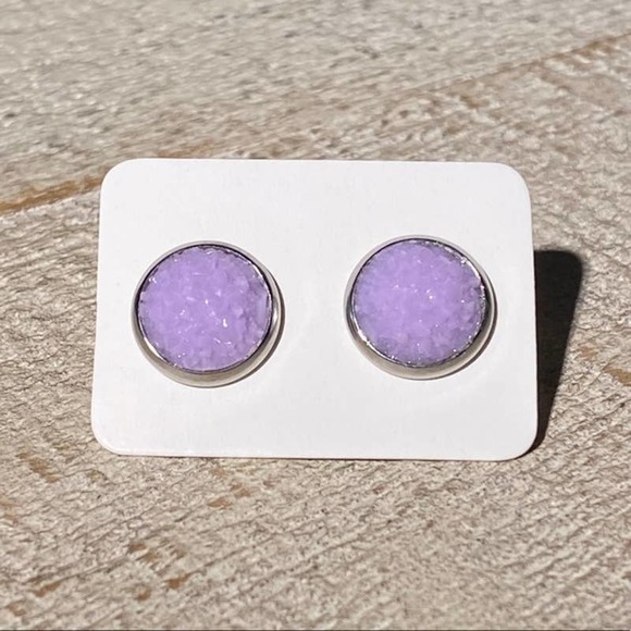 Boutique Jewelry - 3/$20 Purple LILAC Pink Druzy Silver Stud Earrings